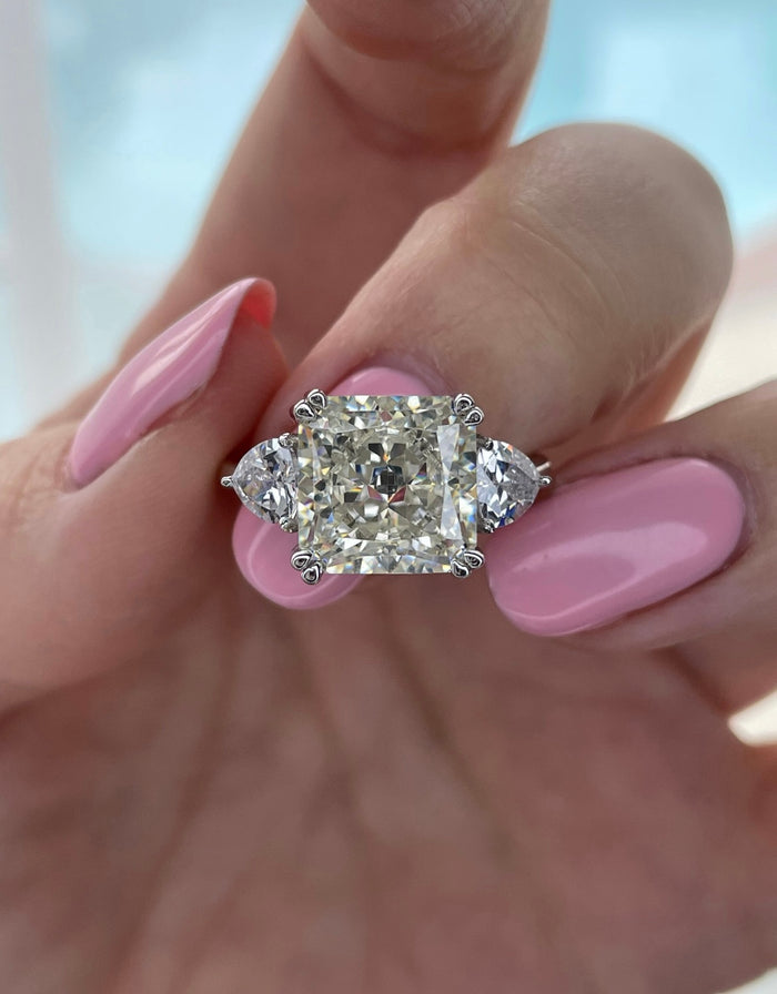 Sterling Silver 925 engagement ring with 5CT crushed ice square radiant cut simulated diamond