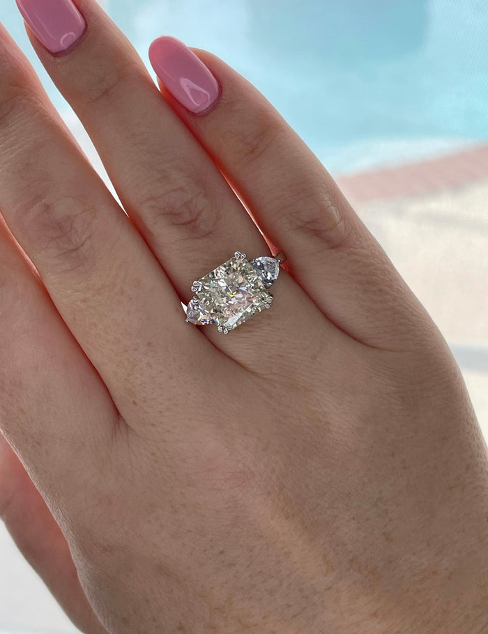 Sterling Silver 925 engagement ring with 5CT crushed ice square radiant cut simulated diamond