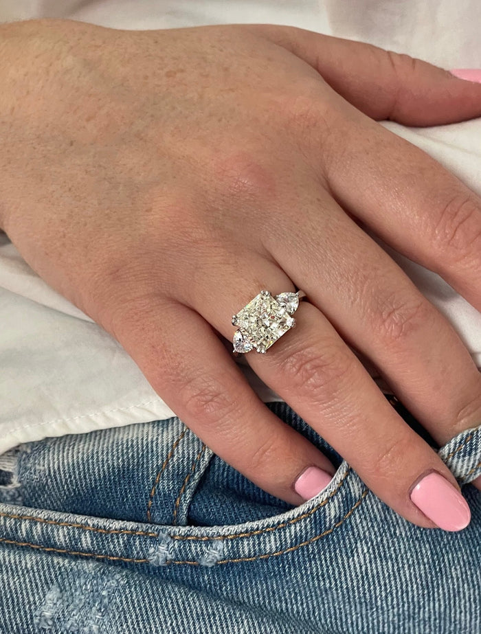 Sterling Silver 925 engagement ring with 5CT crushed ice square radiant cut simulated diamond