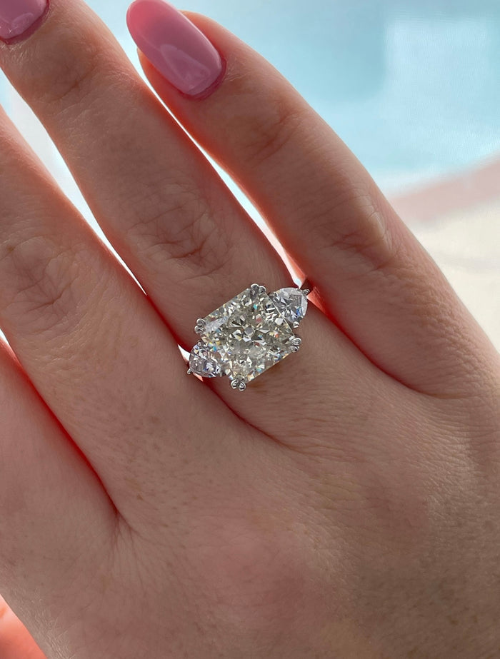 Sterling Silver 925 engagement ring with 5CT crushed ice square radiant cut simulated diamond