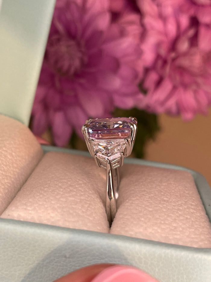 Sterling Silver 925 engagement ring with 6.7CT Crushed Ice Purple, Violet CZ Simulated Diamond, February birthstone ring