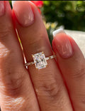 Sterling Silver 925 engagement ring, yellow gold vermeil engagement ring with 2CT radiant cut simulated diamond and baguettes