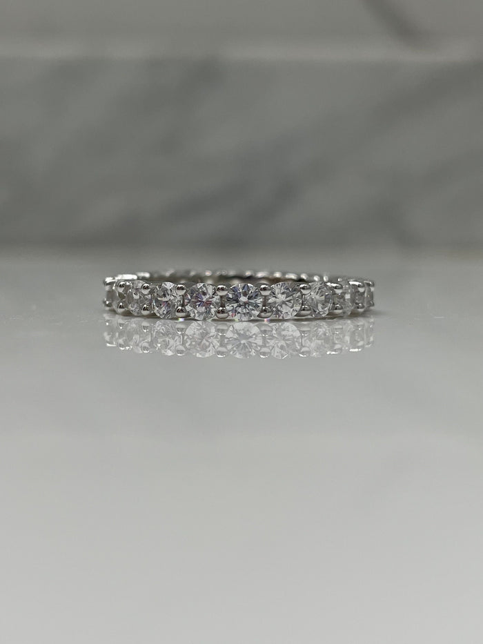 Sterling Silver 925 Full Eternity Band With Simulated Diamonds