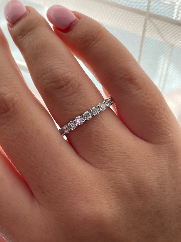 Sterling Silver 925 Full Eternity Band With Simulated Diamonds