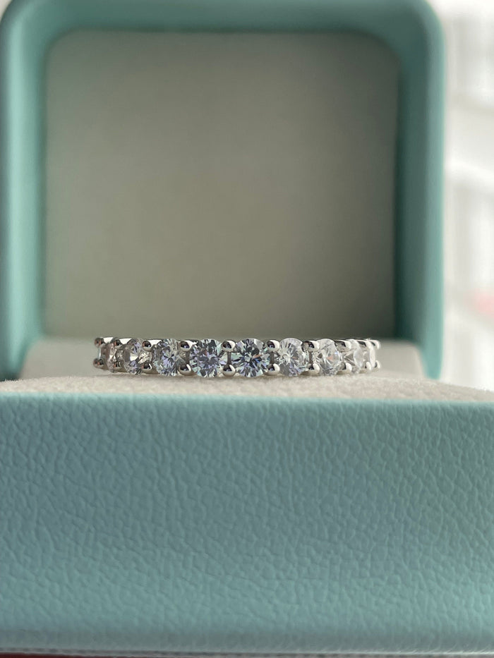 Sterling Silver 925 Full Eternity Band With Simulated Diamonds