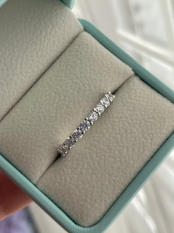Sterling Silver 925 Full Eternity Band With Simulated Diamonds