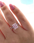 Sterling Silver 925 ring with 3.3CT crushed ice pink radiant cut simulated diamond