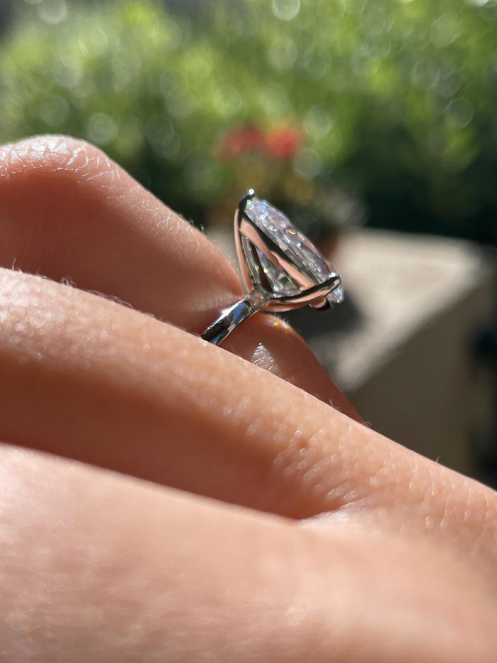 Sterling silver 925, Yellow gold vermeil bridal set with 2CT , 3CT pear cut CZ simulated diamond engagement ring and half eternity band