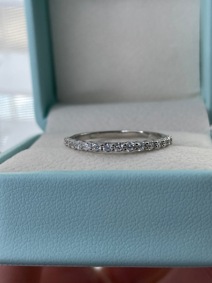 Sterling Silver Bridal Ring Set 2.5CT Oval CZ Hidden Halo, Half Eternity Band