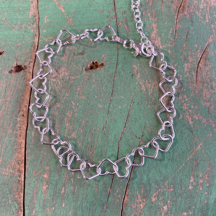 Sterling Silver Heart Link Chain Bracelet