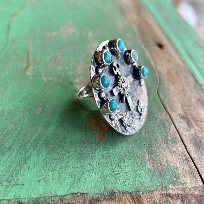 Sterling Silver Holy Spirit Cross Turquoise Rings and Pendants