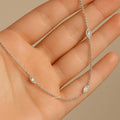 Sterling Silver Marquise CZ Diamond Bezel Necklace
