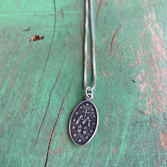 Sterling Silver Miraculous Medal Necklace