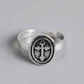 Sterling Silver Oval Cross Adjustable Ring