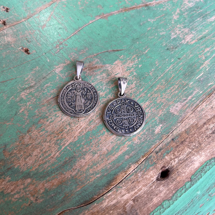 Sterling Silver Oxidized St Benedict Medallions