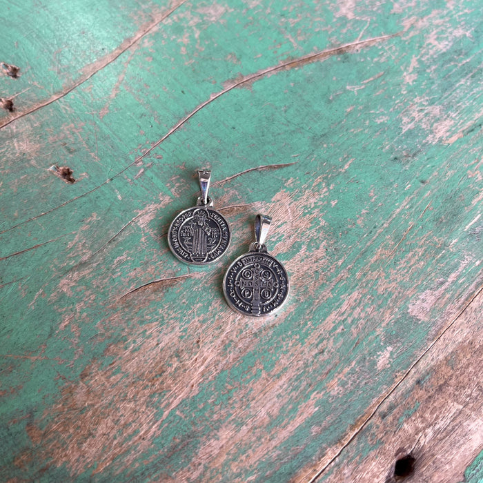 Sterling Silver Oxidized St Benedict Medallions