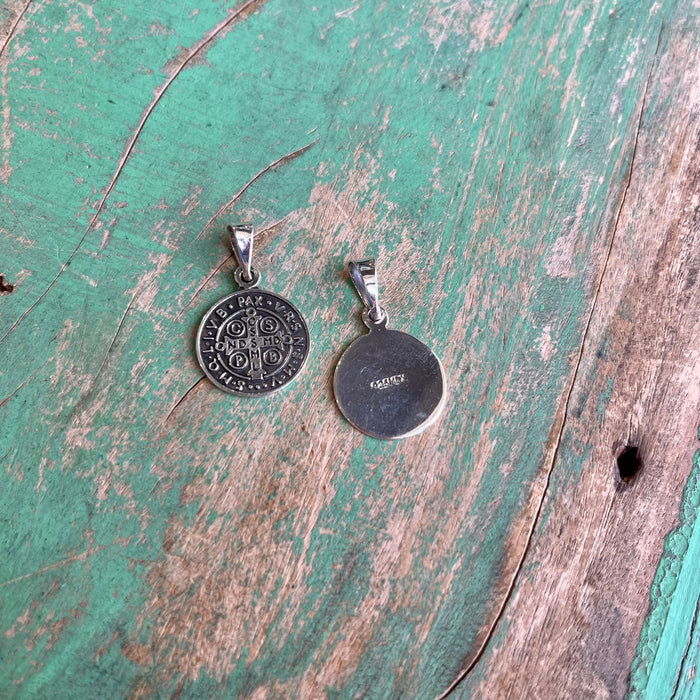 Sterling Silver Oxidized St Benedict Medallions