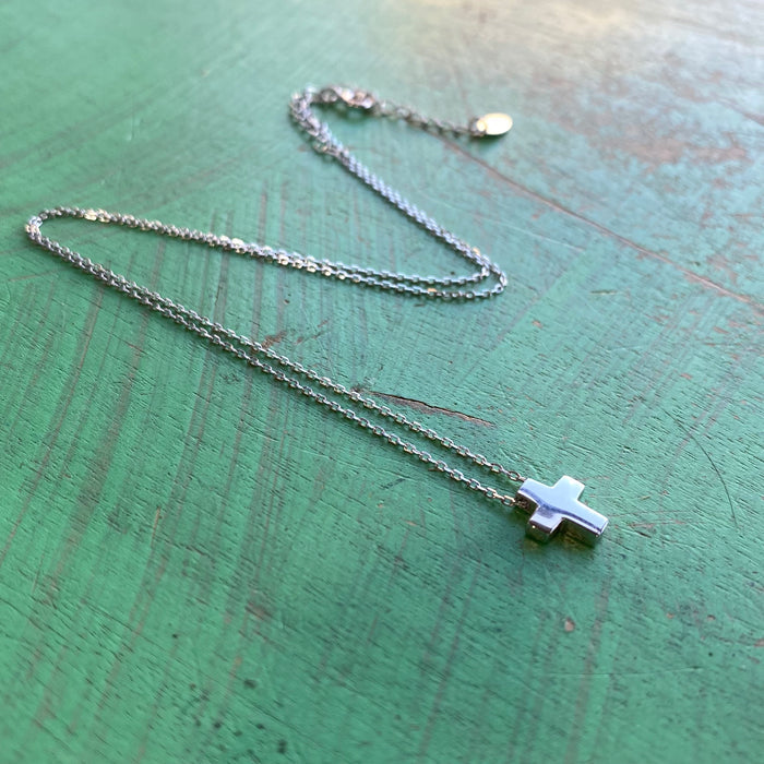 Sterling Silver Simple & Sweet Cross Necklace