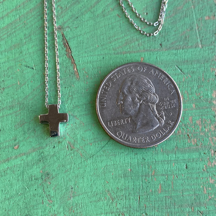 Sterling Silver Simple & Sweet Cross Necklace