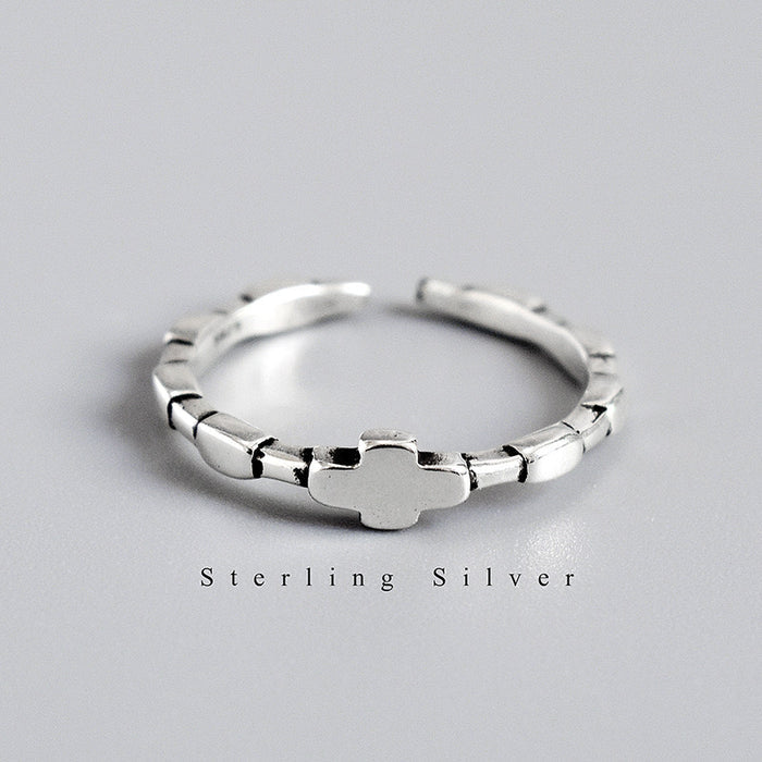 Sterling Silver Stations Adjustable Ring
