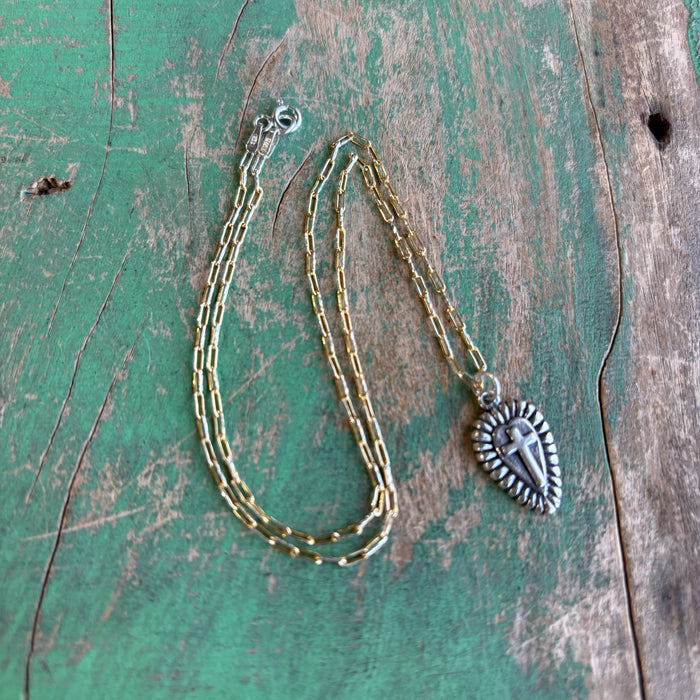 Sterling Silver Two Tone Paperclip Faith Necklaces