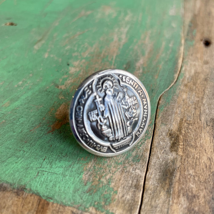 Sterling Silver XL St Benedict Ring