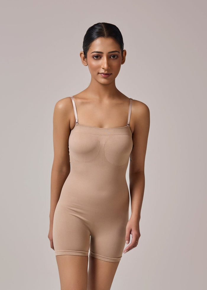 strapless bodysuit shaper in beige color