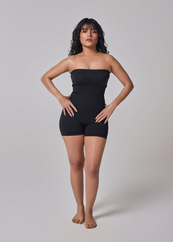 strapless bodysuit shaper in black color