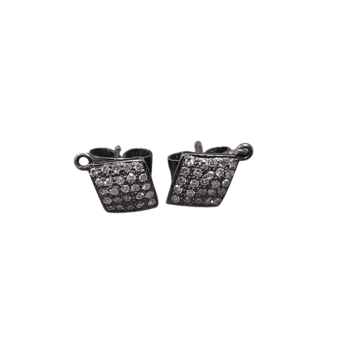 Stud Shape - 925 Silver Diamond Oxidized Earrings - K Jewelry Accessories