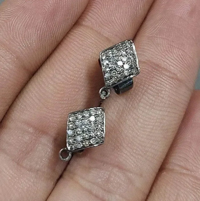 Stud Shape - 925 Silver Diamond Oxidized Earrings - K Jewelry Accessories