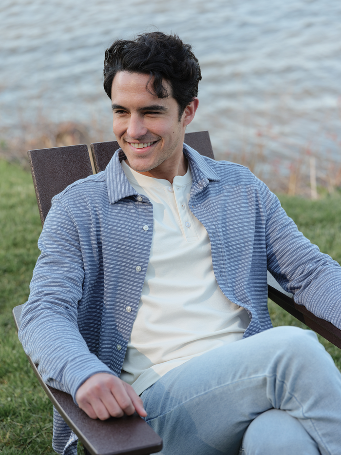 Sundown Terry Button Up | Nautical Stripe