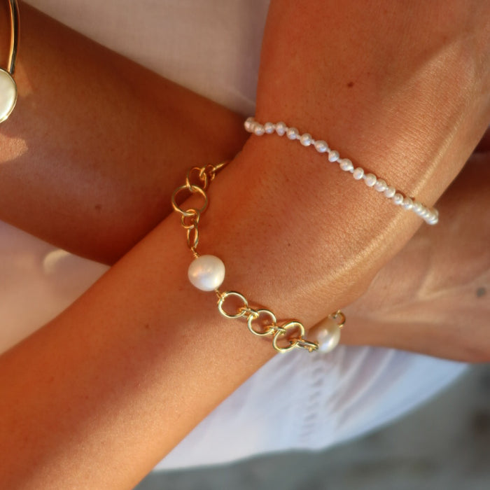 bold heavy chain bracelet with pearls designed in broome by Lush Designs Jewellery