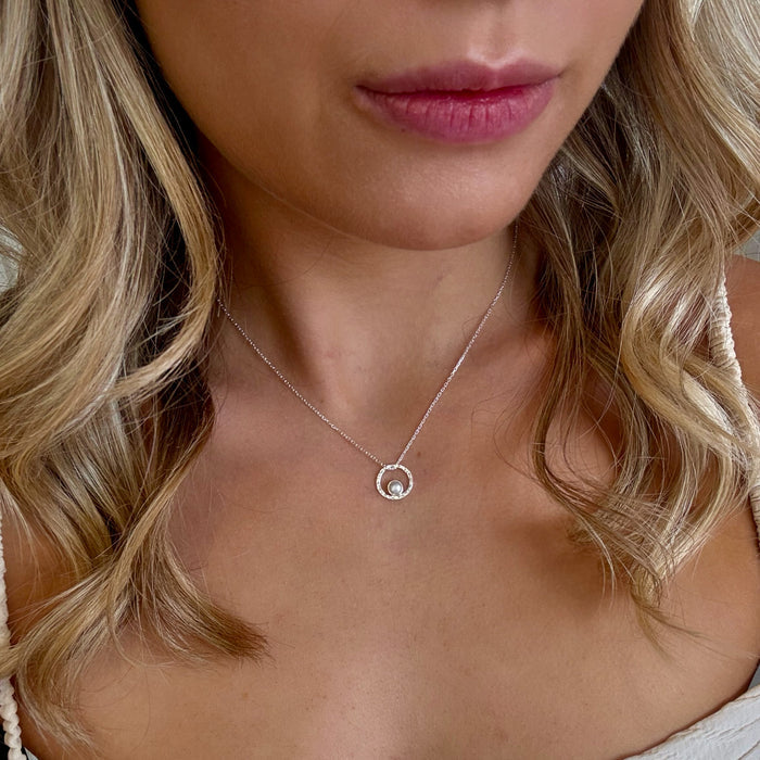 Sunset Swirls Pearl Necklace Silver