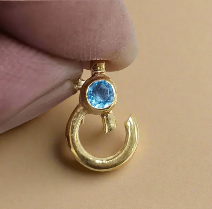 Swiss Blue Topaz Gold Vermeil Lobster Clasp: Handmade Sterling Silver Connector