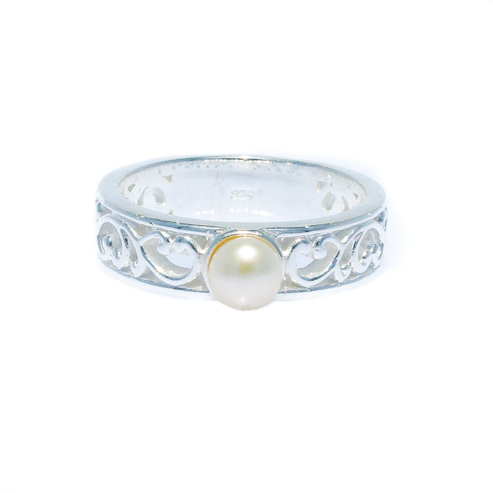 silver pearl ring
