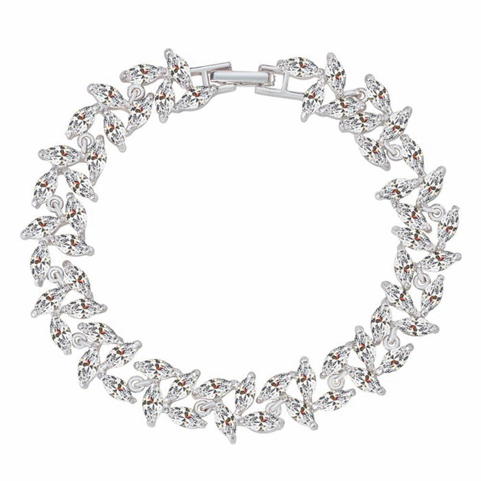 Silver tennis bracelet with marquise-cut cubic zirconia tennis-style stones