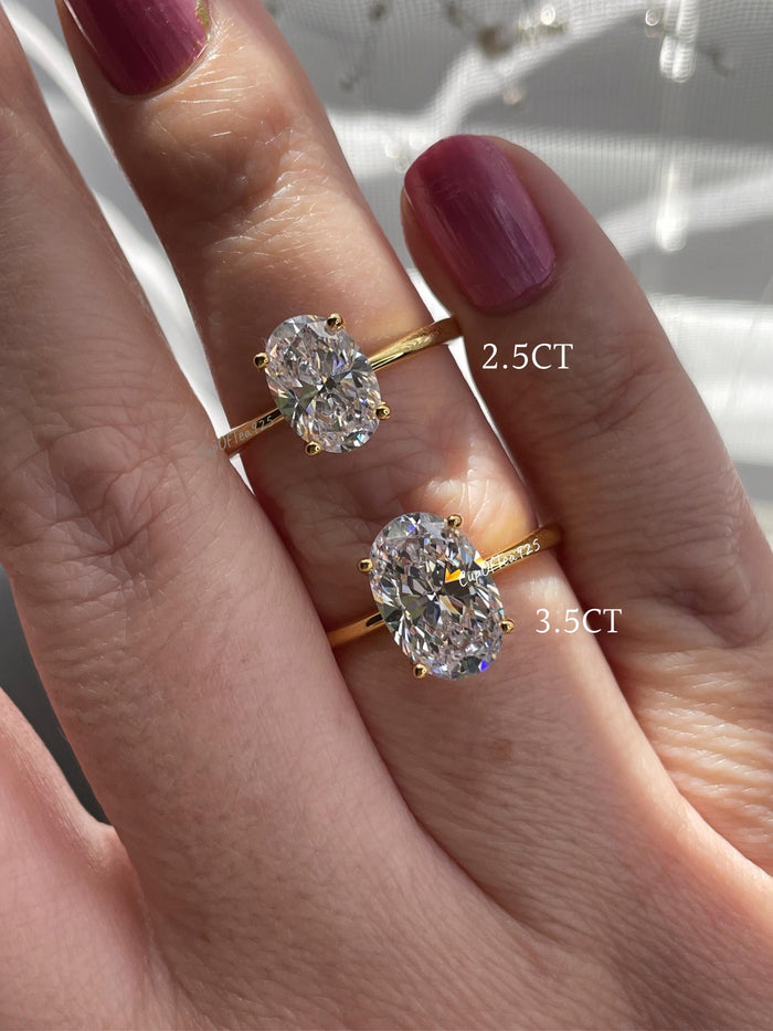 The Brooklyn. Yellow Gold Vermeil, Rose gold vermeil, Sterling Silver 925 2.5CT, 3.5CT Oval Cut CZ Solitaire Engagement Ring, travel ring.