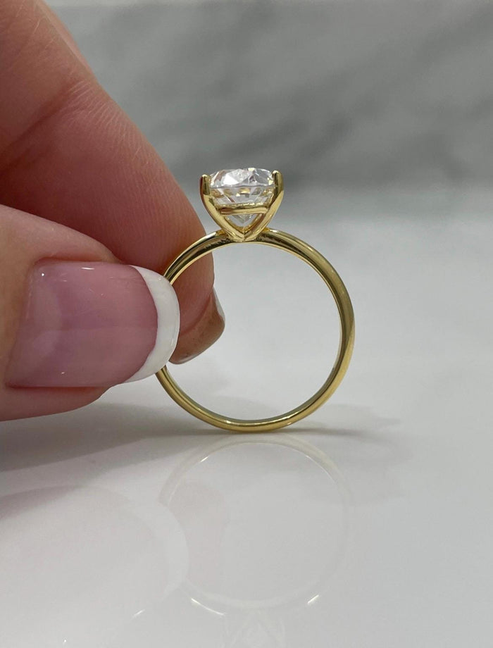 The Brooklyn. Yellow Gold Vermeil, Rose gold vermeil, Sterling Silver 925 2.5CT, 3.5CT Oval Cut CZ Solitaire Engagement Ring, travel ring.
