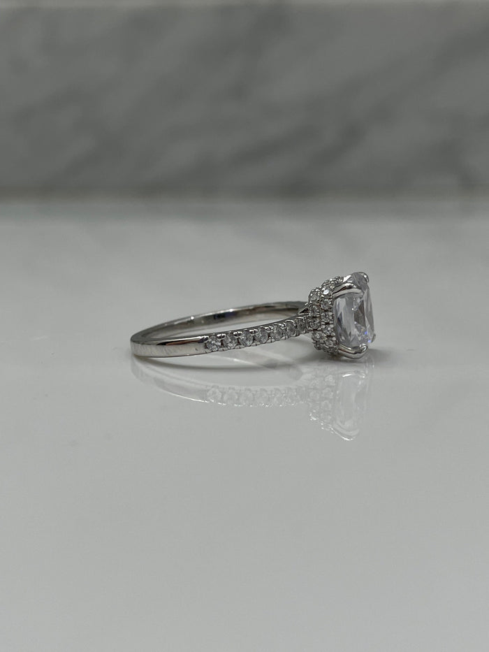 The Cushion Cut. Sterling Silver 925 4CT Cushion Cut Engagement Ring with Finest 5A Grade CZ Diamonds