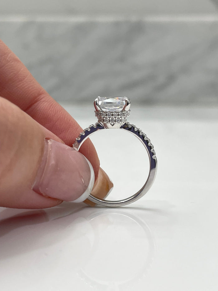 The Cushion Cut. Sterling Silver 925 4CT Cushion Cut Engagement Ring with Finest 5A Grade CZ Diamonds