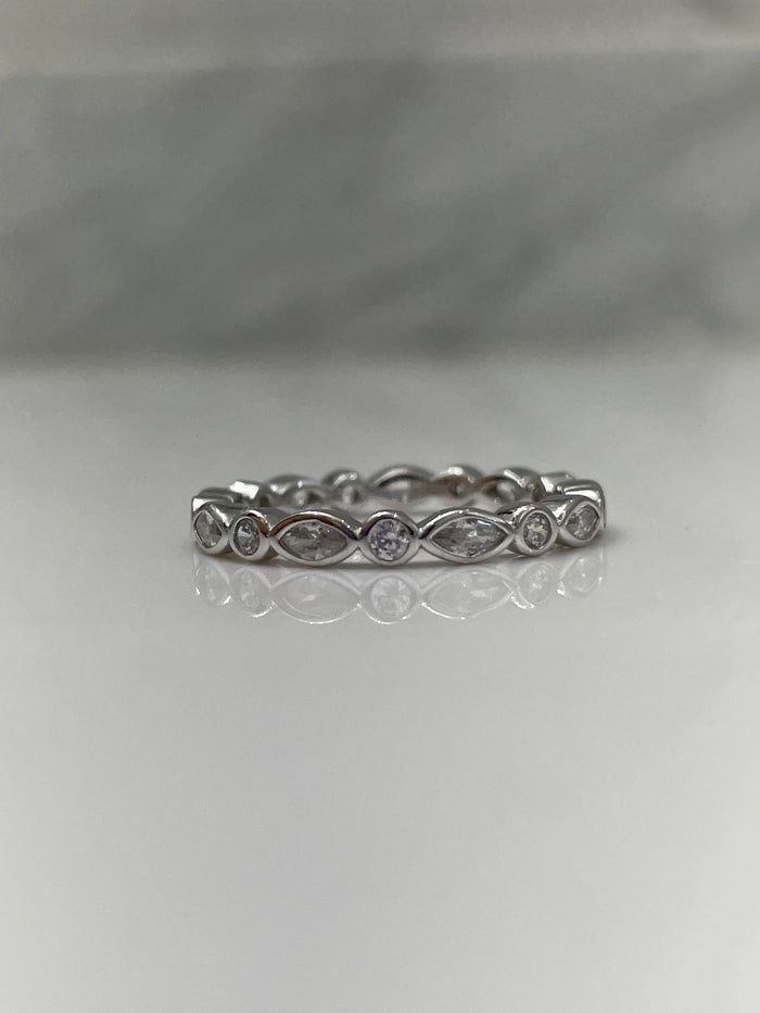 The Elena. Sterling Silver 925 2.5 mm Art Deco Eternity Band
