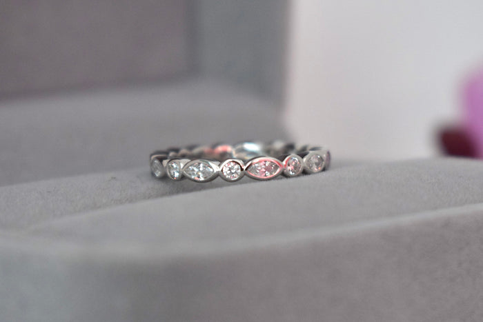 The Elena. Sterling Silver 925 2.5 mm Art Deco Eternity Band