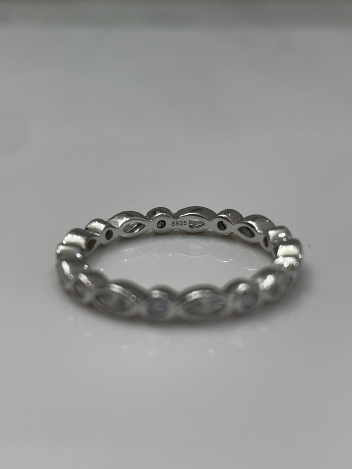 The Elena. Sterling Silver 925 2.5 mm Art Deco Eternity Band