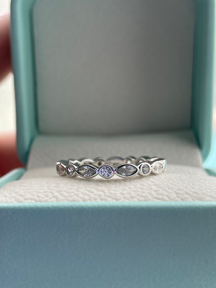 The Elena. Sterling Silver 925 2.5 mm Art Deco Eternity Band