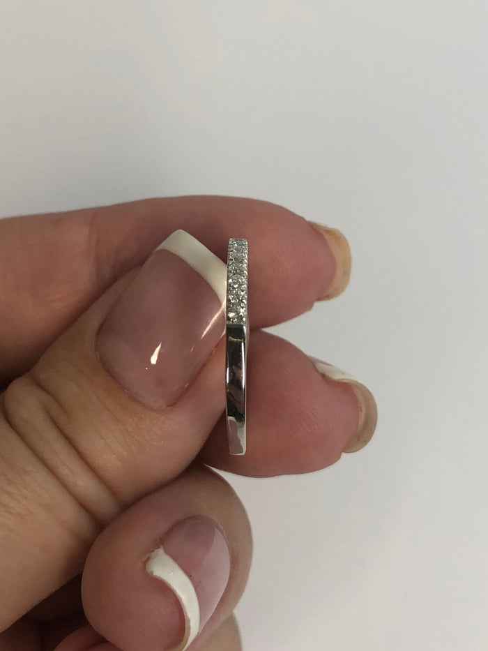 The Emily. 2mm Sterling Silver 925 Half Eternity Band with CZ Diamonds or Moissanite, wedding band