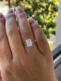 The Grace. Hidden halo. Sterling Silver 925 engagement ring with 2CT, 3CT radiant cut CZ simulated diamond and hidden halo.