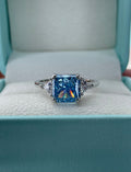 The Joy. Sterling Silver 925 ring with blue topaz crushed ice simulated diamond