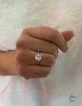 The Layla. 10K, 14K, 18K Gold, 2.5CT Cushion Cut Engagement Ring with D VVS clear Moissanite