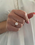 The Layla. Yellow Gold over Sterling Silver 925 3CT Cushion cut engagement ring with CZ diamond simulant , promise ring, gift for her