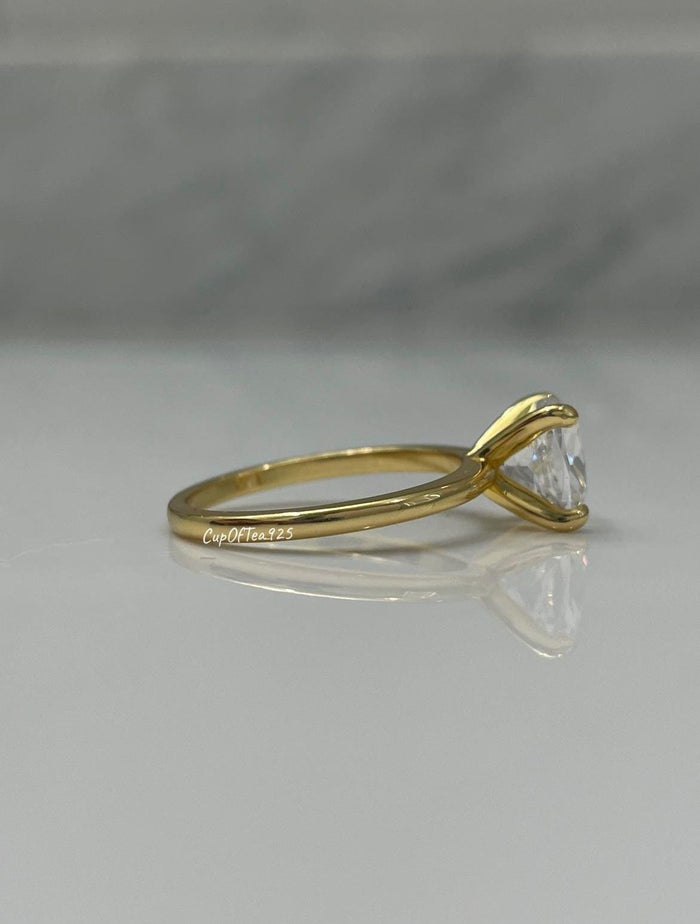 The Layla. Yellow Gold over Sterling Silver 925 3CT Cushion cut engagement ring with CZ diamond simulant , promise ring, gift for her